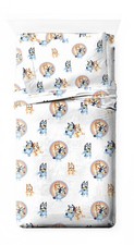 Bluey and Bingo Rainbow Clouds Twin Sheet Set - 3 Piece 100 Organic Cotton S...