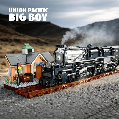 Massive 1277pcs Big Boy Steam Train - Ultimate Vintage Model with Tracks!
