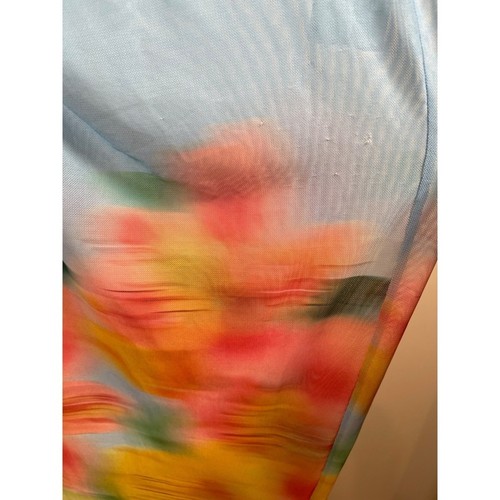 Sau Lee Kendra Mesh Sheer Blurred Floral Long Sleeve Blue Maxi Dress Size 0 - Picture 12 of 15