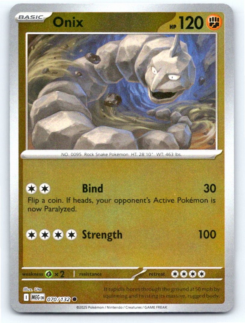 2025 POKEMON ONIX MEGA EVOLUTION 070/132 REVERSE HOLO COMMON NM A7164 FREE S&H