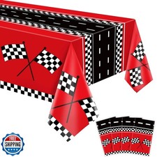 FVEOCR RacingCar Tablecloths Car Birthday Party Supplies Road Tab