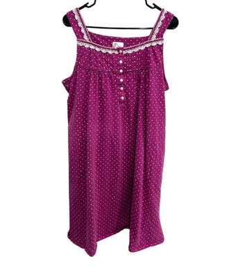 Aria Collection XL Polka Dot Purple Nightgown Lace Button Kitschy Cozycore