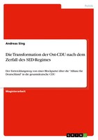 Andreas Sing | Die Transformation Der Ost-Cdu Nach Dem Zerfall Des Sed-Regimes