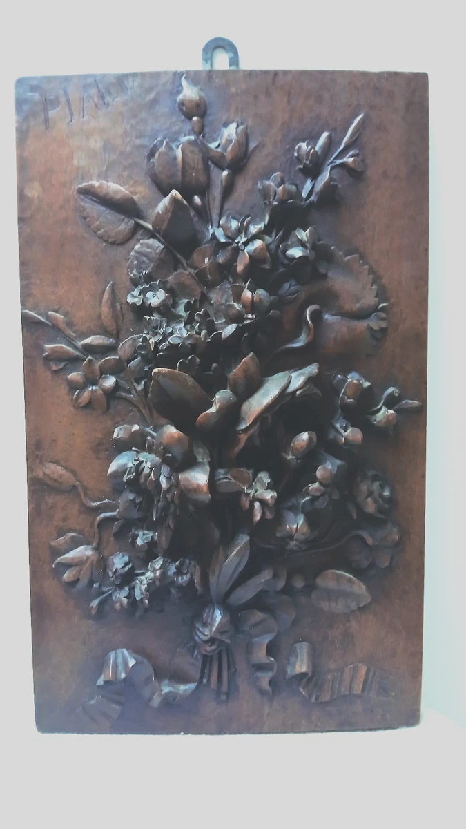 Panneau Décoratif En Bois Sculpté - Style Henri II, Corne D'abondance & Floral