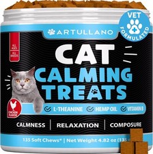 Hemp Cat Calming Treats for Stress Anxiety Relief Kittens Melatonin 135 Chews