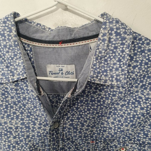 Thread And Cloth Blue Floral Shirt Sz M - Picture 2 of 8