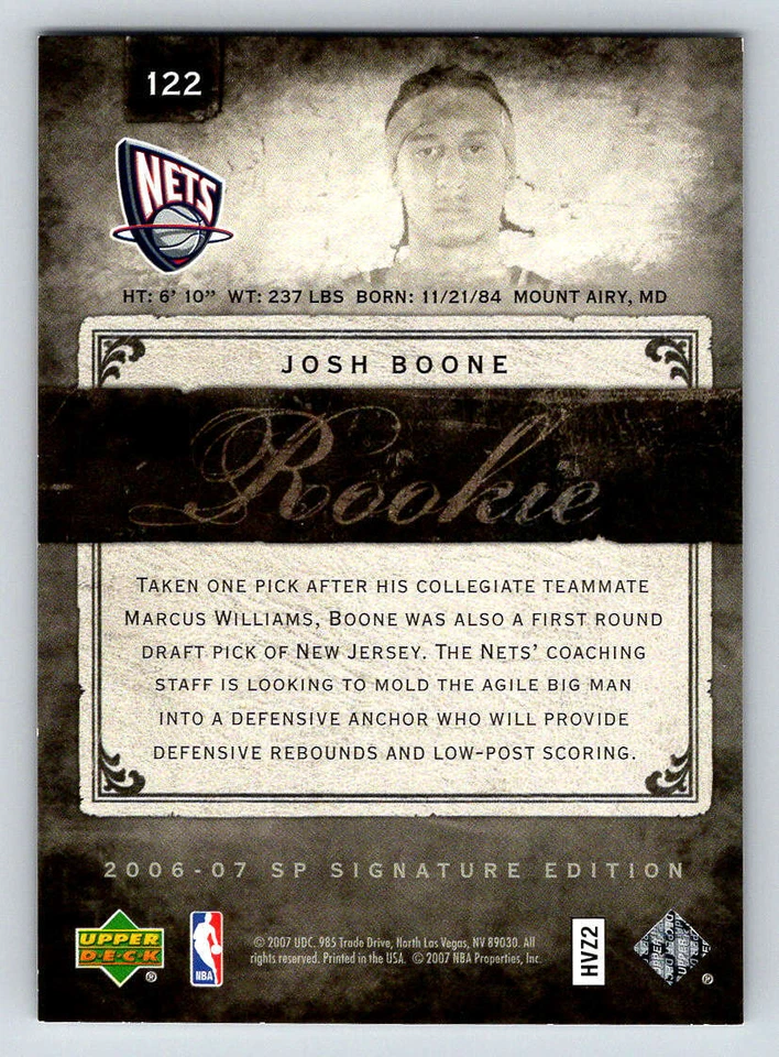 2006-07 SP Signature Edition #122 Josh Boone RC /299 (ref 202318) - Image 2 of 2