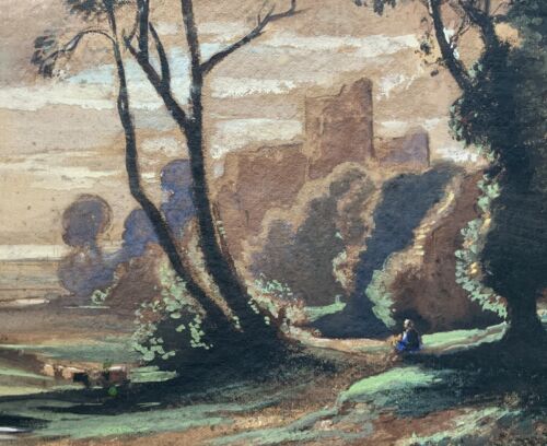 Baragwanath King (1864-1939) Original Castle Landscape Pastel & Gouache Painting - Picture 5 of 10