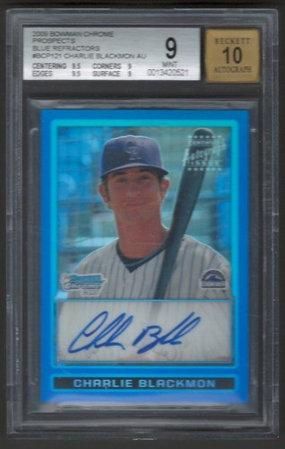 Charlie Blackmon [Blue Refractor Autograph] #BCP121 2009 Bowman Chrome Prospects card