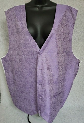 Umo Lorenzo Mens Vest Pre Tied Bow Tie Pocket Square Size 4XL Purple Paisley NEW - Picture 5 of 12