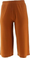 Cuddl Duds Women's Wide Rib Cropped Pants Glazed Ginger Large