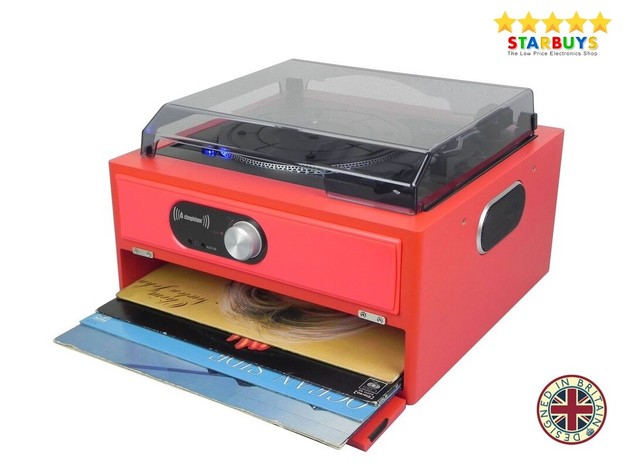 intempo vinyl turntable with stereo speakers