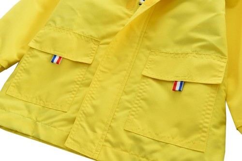 Yellow Hooded Kids Rain Jacket - Soft Cotton Lining & Double Protection - Picture 5 of 7