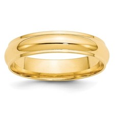 14k Yellow Gold 5mm Half Round with Edge Wedding Band Ring for Men Size 9.5