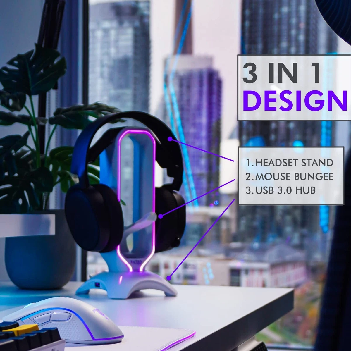 Headset stand best sale mouse bungee