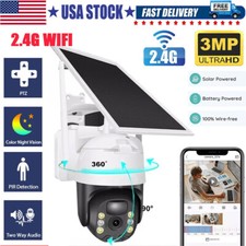 Solar Battery Powered Wireless WiFi Outdoor Pan/Tilt Home Security Camera System