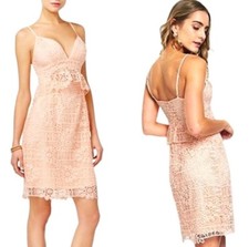 NWT Guess Floral Lace Bodycon Dress Tropical Peach Spaghetti Straps Size 4 Lined