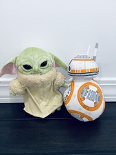 x2 Star Wars Plush Lot Disney Stuffed Animal Lot Baby Yoda BB8 Movie TV Toys