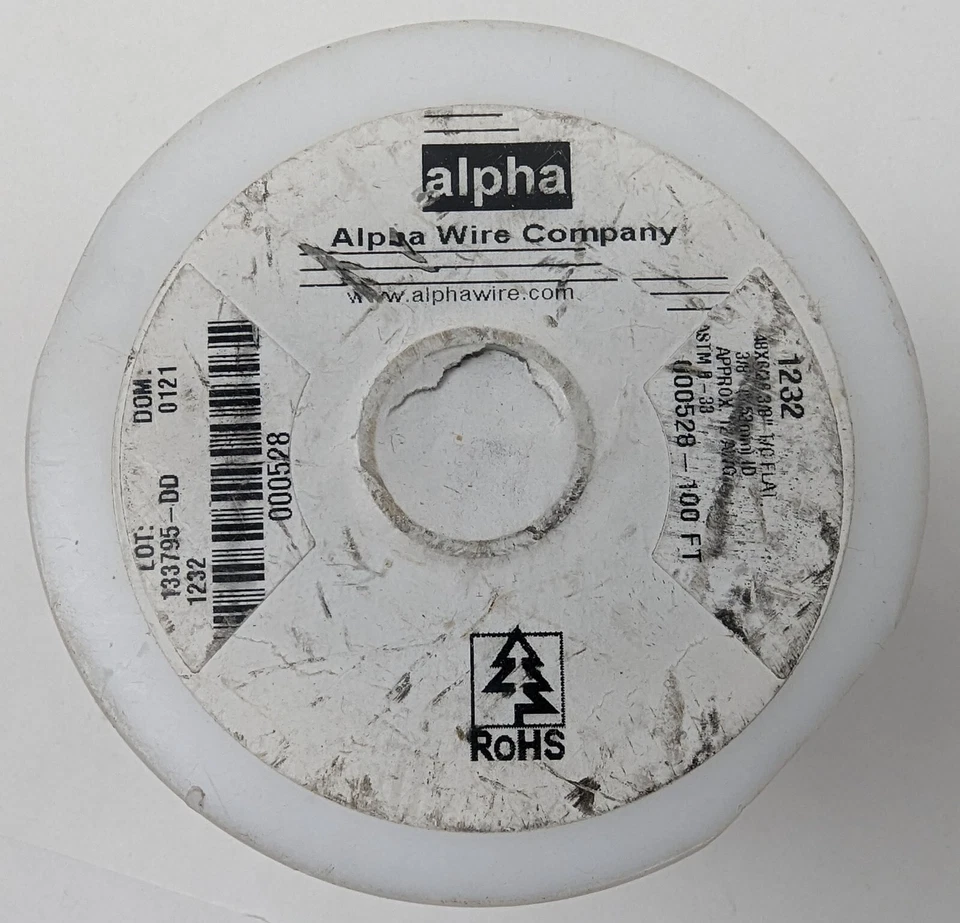 Trenza de tierra 100' Alpha 1232 SV005 equivalente 12 AWG cobre estañado 0,375" de ancho NUEVO Foto 2 de 3