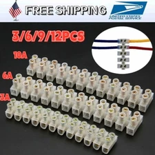 12 Way Barrier Screw Terminal Block Wire Connection Connector 3A 6A 10A 1-4Sets