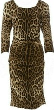 DOLCE & GABBANA Ruched LEOPARD Print Stretchy DRESS size:IT:46-M NEW!