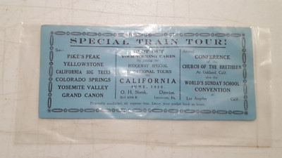 Special Train Tour Ticket Announcement Railroad June 1928 Ridgeway Ca 308