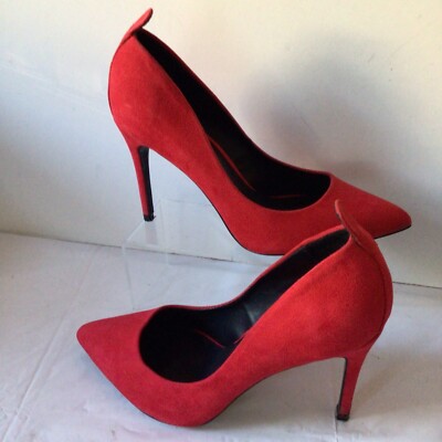 BERSHKA RED FOX SUEDE STILETTO SHOES POINT TOE Size