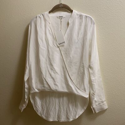 Splendid Silk Surplice Opus Wrap Blouse Shirt Women s XS Easter High Low New Tag