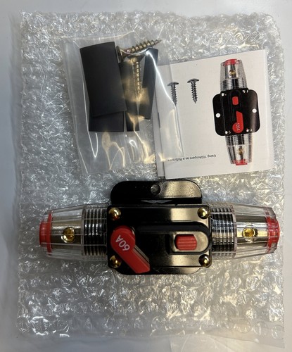 Car Audio Circuit Breaker Auto Blow Trip Fuse Reset Switch 60Amp 12V-24V - Picture 2 of 2