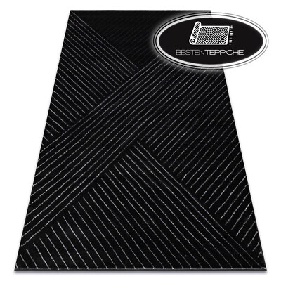 Moderne exklusive Teppiche ''EMERALD'' A0084 Linien glamour schwarz silber weich