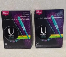 U by KOTEX Sleek  • 68 UNSCENTED TAMPONS  Total ( 2 × 34 Tampons )