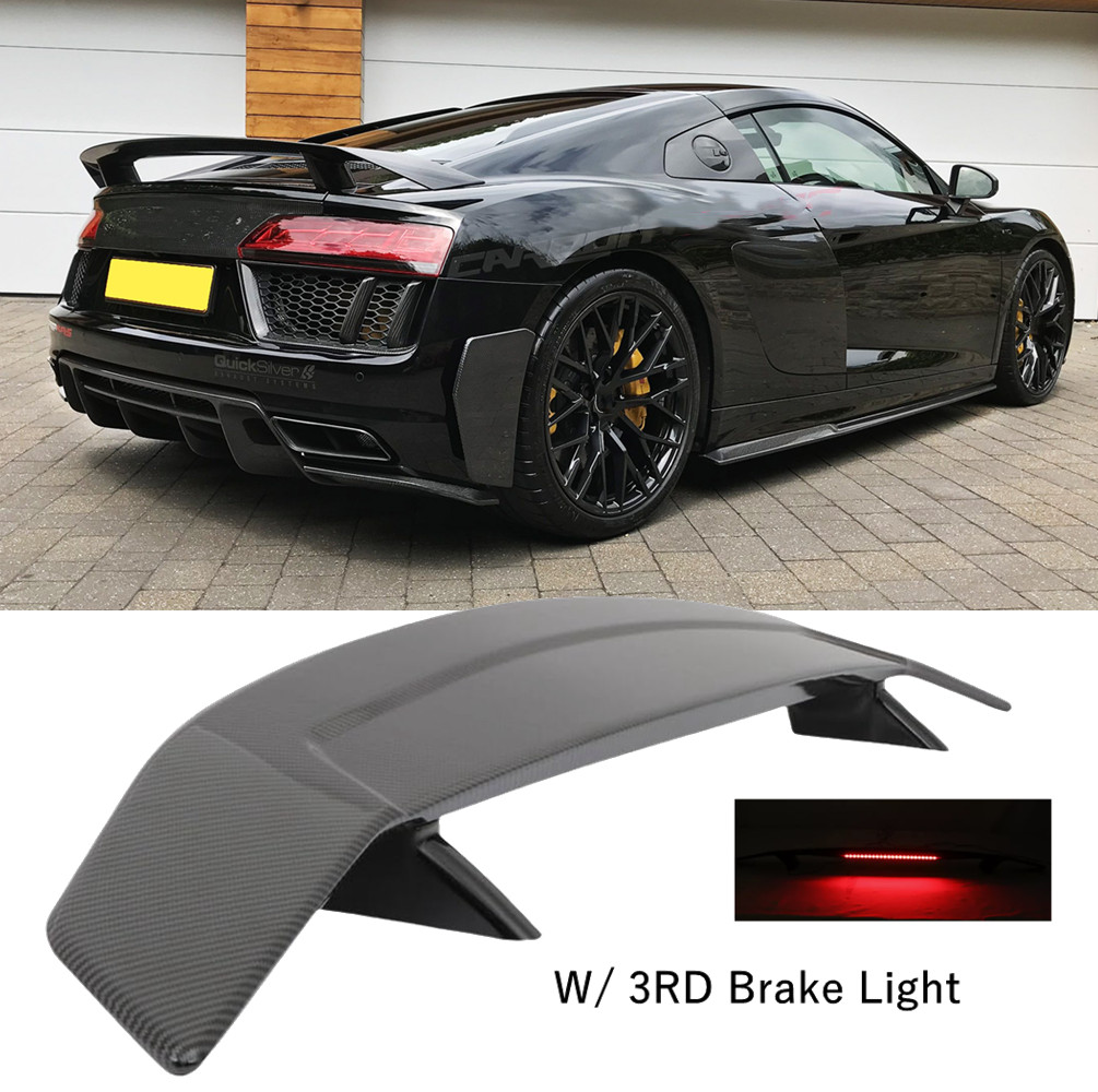 For Audi R8 2008-2023 52" Carbon Fiber Rear Trunk Spoiler Wing Lip w/Brake Light