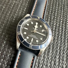 NAVY High Quality Real Sailcloth Waterproof Watch Strap ORANGE Stitch