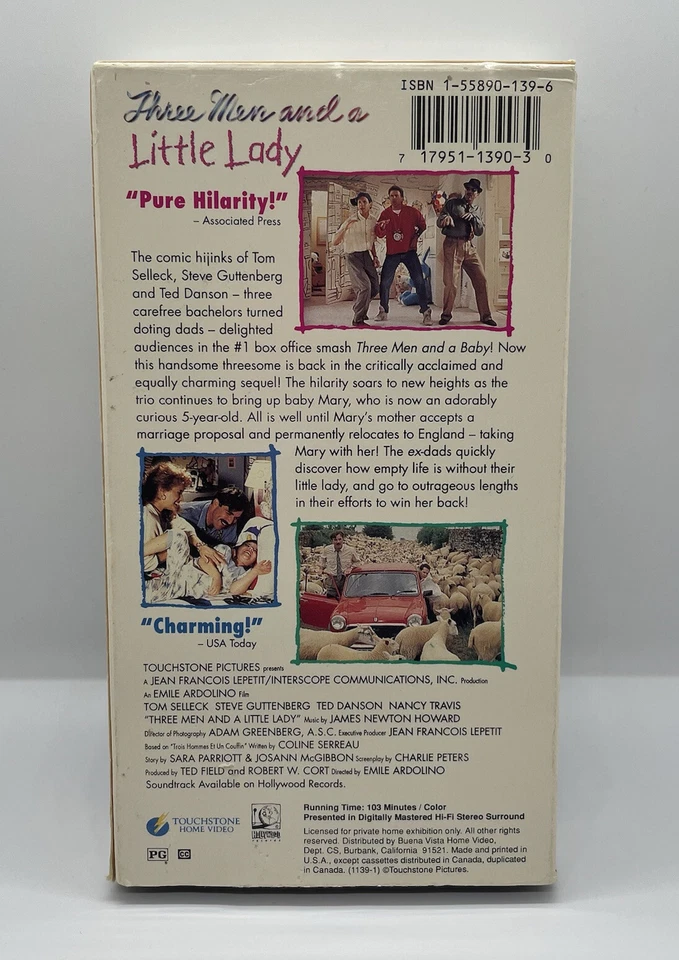 Three Men And A Little Lady VHS 1990 Steve Guttenberg Tom Selleck Ted Danson Foto 2 de 3