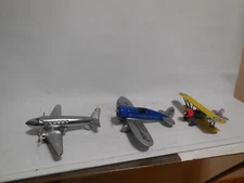 Lot of  2 Vintage Diecast Planes  and 1 Tin Friction DC3 Plane