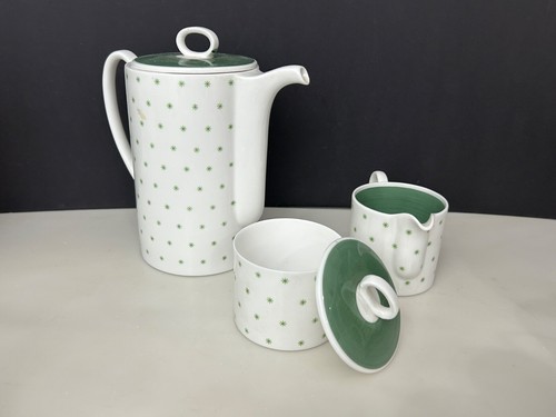 NEW Susie Cooper Starburst Green Harlequin coffee or Teapot Sugar & Creamer - Picture 6 of 6