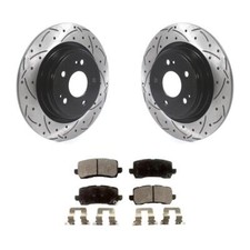 Rear Coated Drill Slot Disc Brake Rotors Ceramic Pad Kit For 2017-2020 Acura MDX