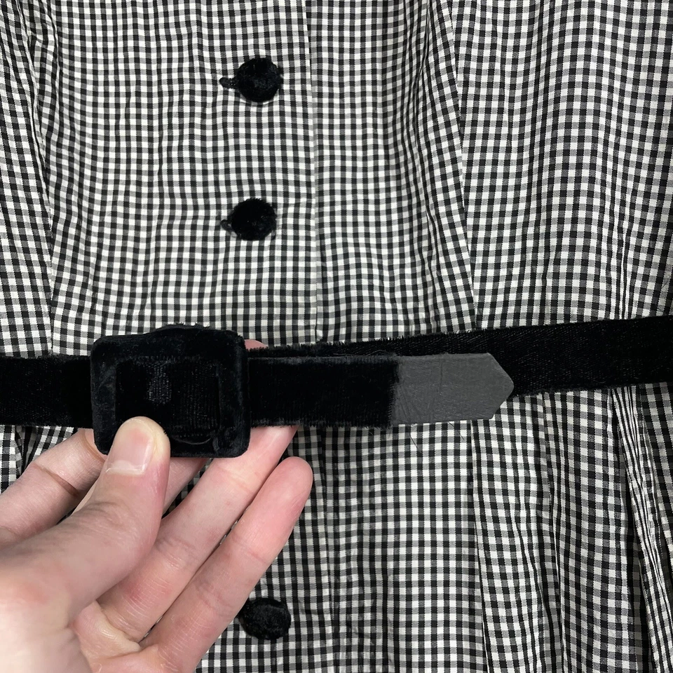 Vestido a Cuadros Rockabilly Años 50 DE COLECCIÓN Mujeres Pequeño Negro Terciopelo Cintura Camisa Foto 4 de 4