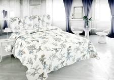 Printed Stitching Soft Bedspread Coverlet Bedding Quilt Set, Bird and Leaves