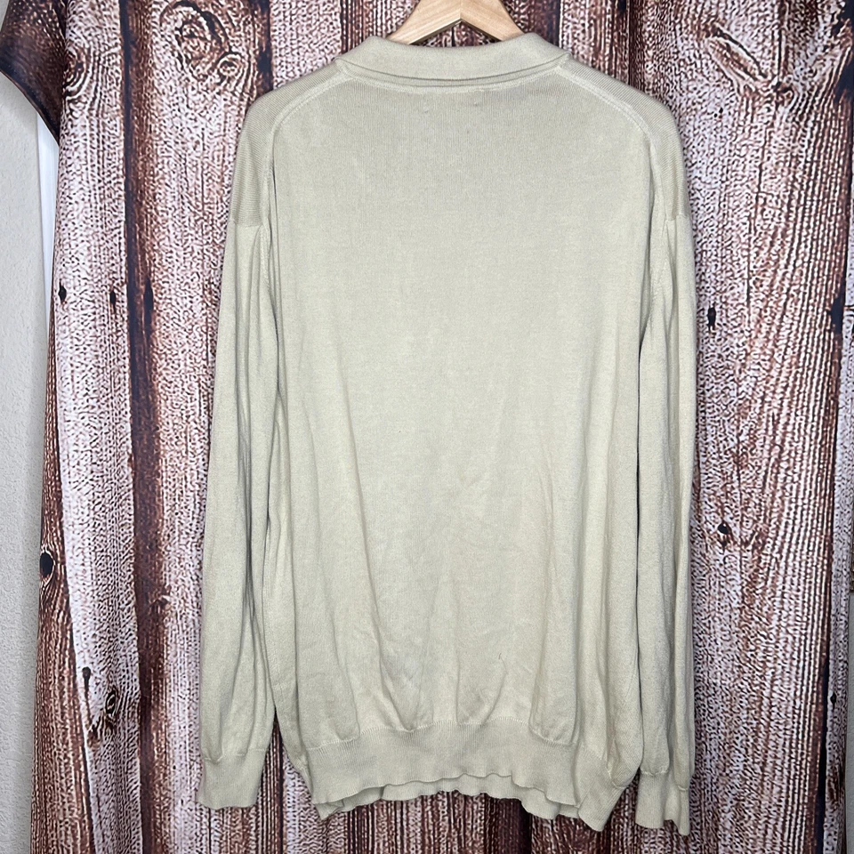 Suéter Polo Para Hombre Toscano Cuello Botón Beige Algodón Rayón Viscosa 2XL Foto 3 de 3