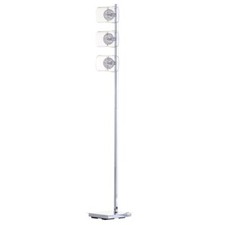 Image of Litecraft Verona Floor Lamp 3 Light With Cube Glass & Wire Ball Shades - Chrome 