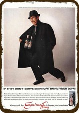 1965 Groucho Marx Trench Coat & Smirnoff Vntg-Look DECORATIVE REPLICA METAL SIGN