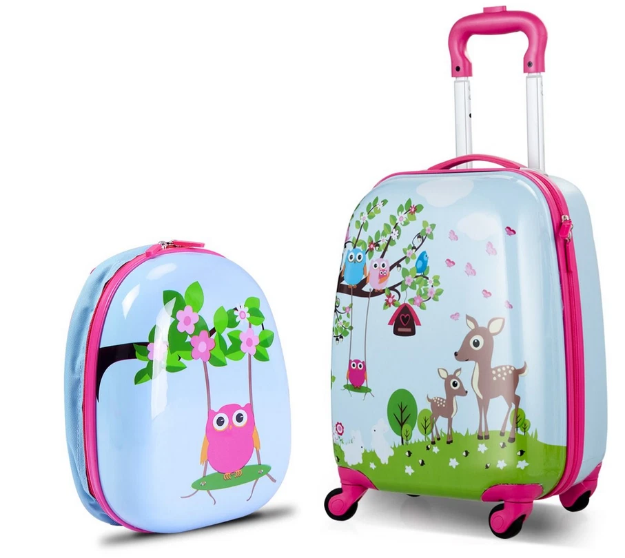 Kids Luggage Set w Carry on Suitcase Backpack 4 Casters and Retractable Handle