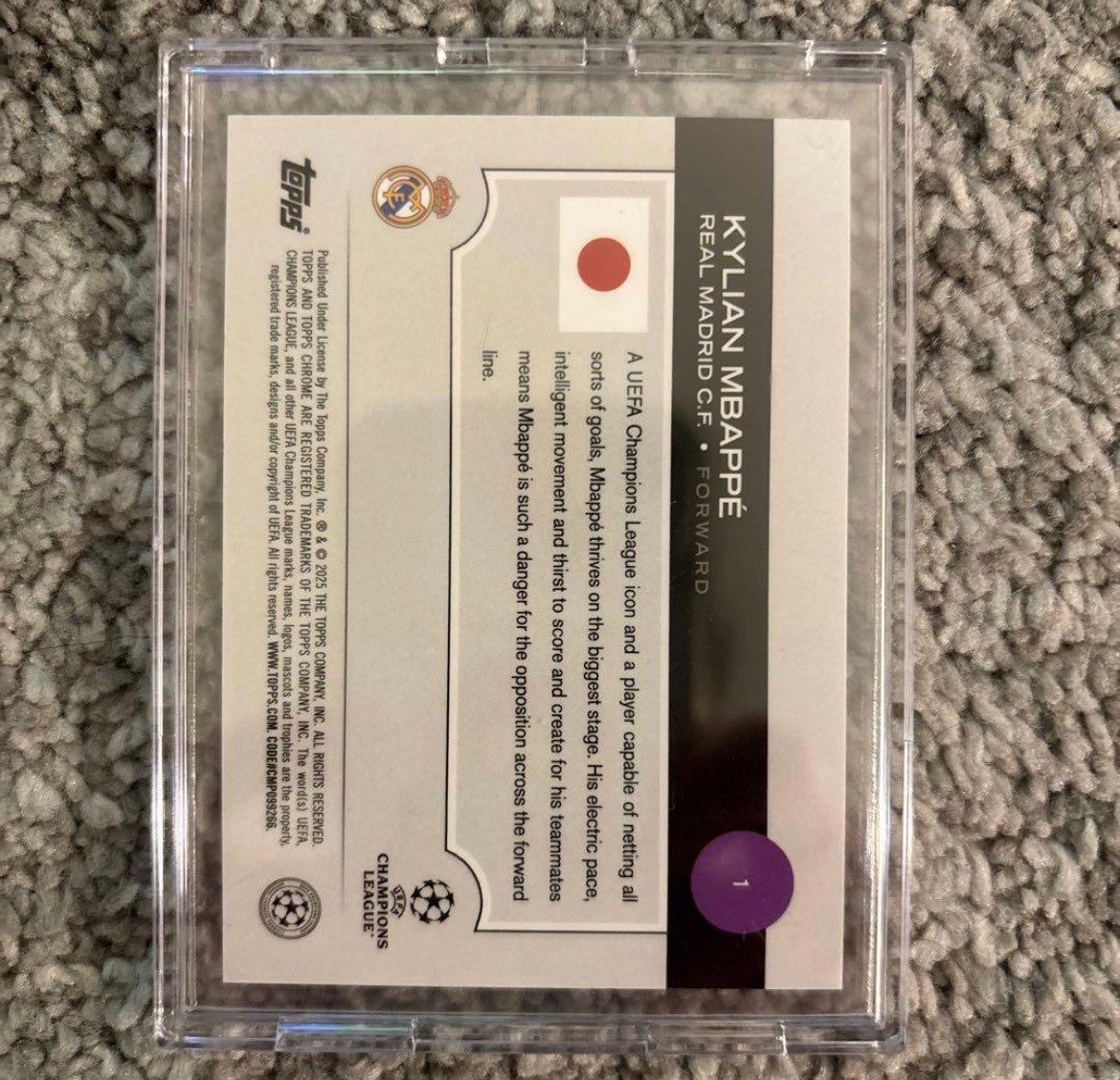 2025 Topps Uefa Club Japan Edition - Kylian Mbappe Cherry Blossom  view 3
