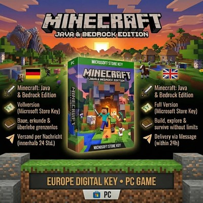 Minecraft Java & Bedrock Edition Europe Key Code   PC Windows MS Store   