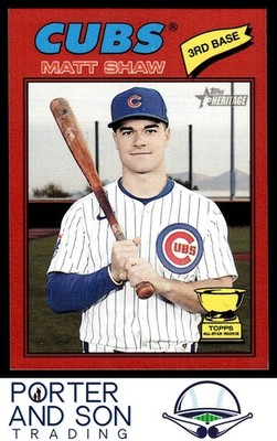 Matt Shaw 2026 Topps Heritage Red #299 Chicago Cubs Baseball Card