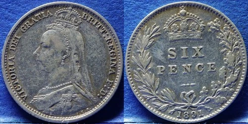 1891 Victoria Sixpence — photo from the most recent tracked eBay sale