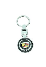 Keychain for Cadillac w/ Key Ring 2-Sided Logo Key Chain Black & Silver NEW