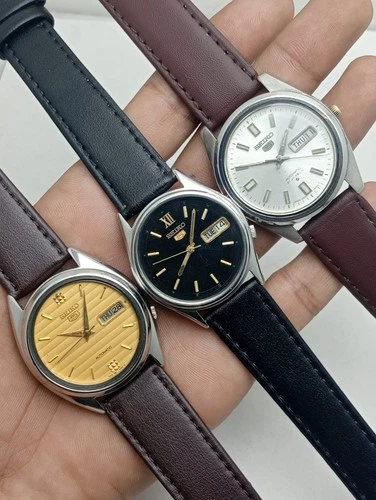 Lot of 3 Vintage Seiko 5 Automatic 7009&6309 Day-Date Men's Japanes Wristwatches