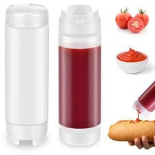 2 Pcs 20 oz Inverted Plastic Squeeze Bottles, Refillable Tip Large Valve Disp...